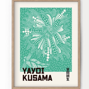 Yayoi Kusama Flower , Kusama Dots, Japanese Art, Floral Print, Minimalist Print, Green Print, Bedroom Wall Decor, Gallery Wall, Modern - 17