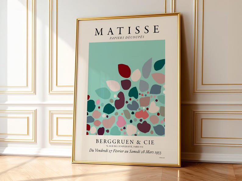 Henri Matisse Papiers Decoupes Exhibition Poster, Mint Green Minimalist Art 12 image 12