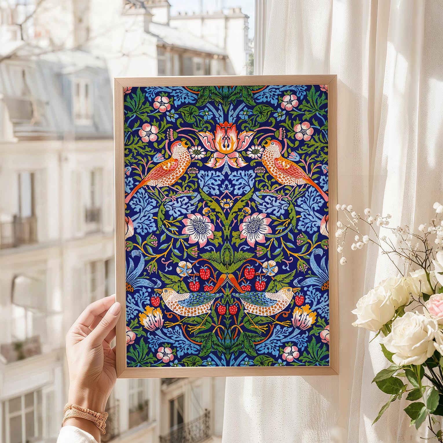 William Morris Strawberry Thief Art Print, Vintage Floral Pattern