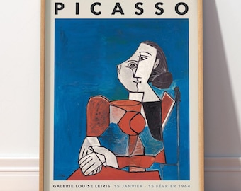 Picasso Woman Portrait Print, Blue Wall Art, Modern Home Decor 6