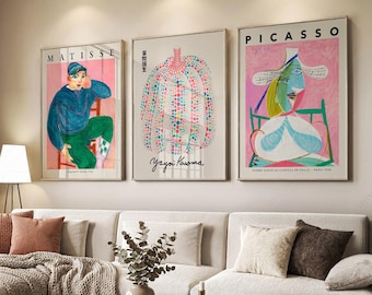Henri Matisse, Pablo Picasso, Yayoi Kusama Print Set: Modern Masters, Pastel Exhibition Triptych 21