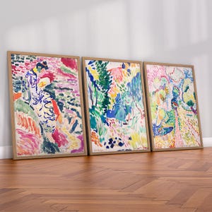 Colourful abstract wall art Henri Matisse Set of 3 prints Modern Gallery Wall  Matisse Collioure Matisse Japanese garden 11 5