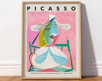 Pablo Picasso Femme au Chapeau Poster, Modern Abstract Art Print 36