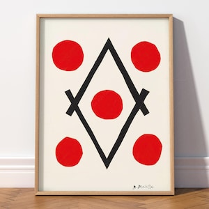 Matisse-print speelkaart Losange-kunstwerk Modern minimalistisch wanddecor Zwart en rood Esthetisch decor Kunst aan de muur voor woonkamer 48
