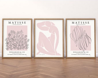 Matisse Print Set of 3, Light Pink Modern Gallery Wall Art 4