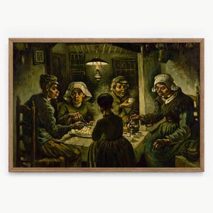 Van Gogh Print, The Potato Eaters, Famous artwork, Nightlife Art, Wedding Gift, Living Room Decor, Dark portrait, Oil painting, Dine Decor