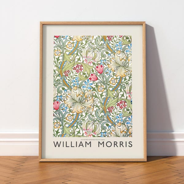 William Morris Floral Print, Vintage Cottagecore Wall Art 41B