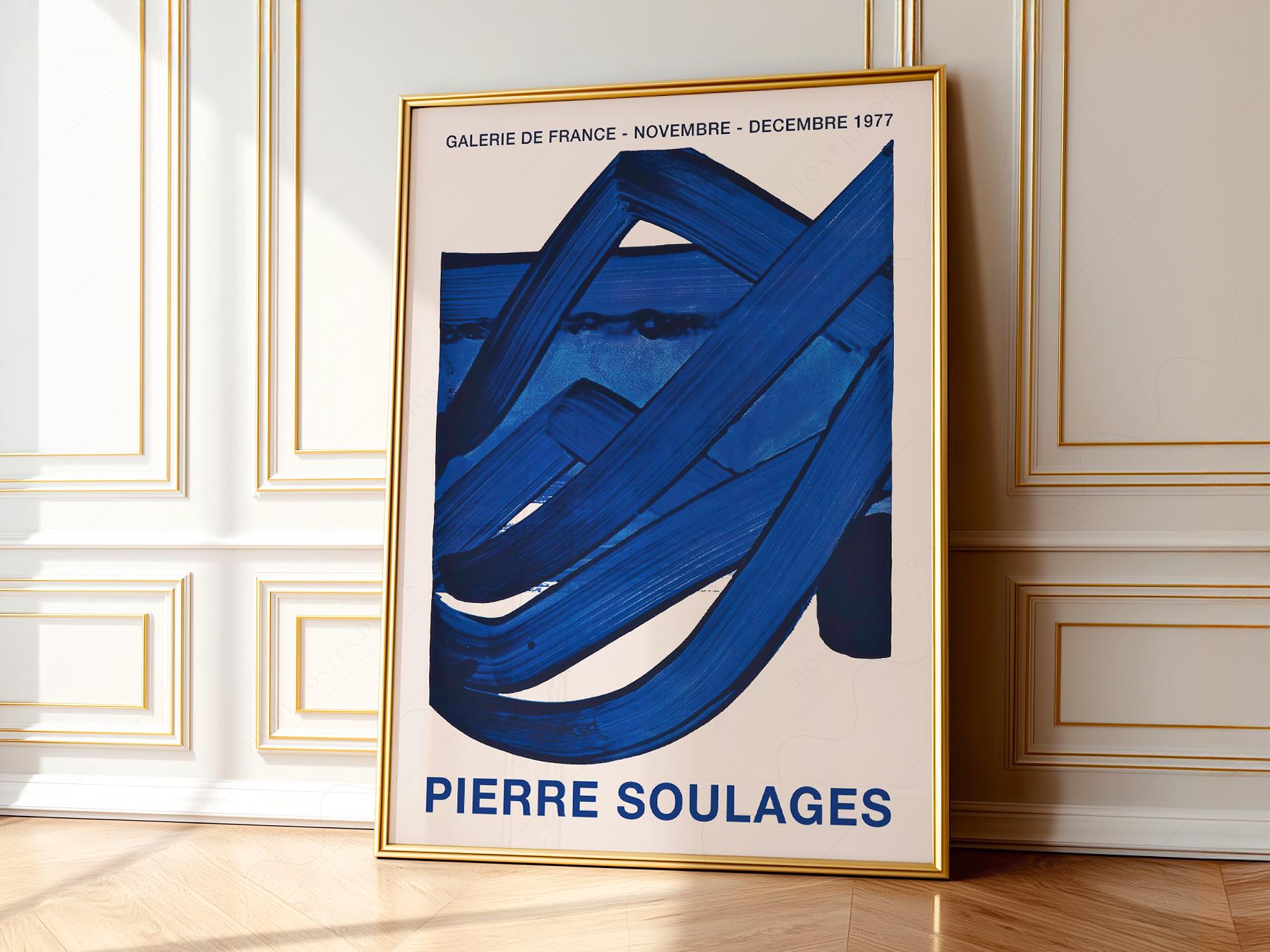 【最新】スラージュ展　海外ポスター 40×60サイズ soulage Pierre Soulages Exhibition Poster, Abstract Blue Wall Art - Etsy