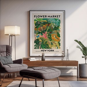 Flower Market Print, New York Poster, Floral Wall Decor, Flower Art Print, Green Garden Print, Leaves Leaf Poster, Plant Art, Modern Style image 5