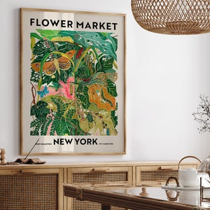 Flower Market Print, New York Poster, Floral Wall Decor, Flower Art Print, Green Garden Print, Leaves Leaf Poster, Plant Art, Modern Style image 4