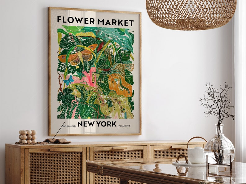 Flower Market Print, New York Poster, Floral Wall Decor, Flower Art Print, Green Garden Print, Leaves Leaf Poster, Plant Art, Modern Style image 4
