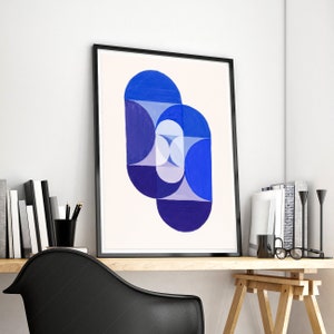 Blue Print, Navy Blue Abstract Wall Art, Minimalist Decor, Modern Poster, Geometric Wall Art, Abstract Print, Blue Wall Decor, Gift Idea -46