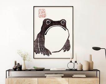 Matsumoto Hoji Frog Art Print, Vintage Japanese Woodblock, Meika