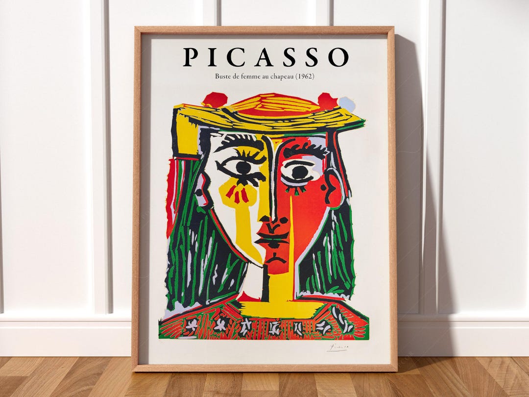 Pablo Picasso Famous Painting Femme Au Chapeau Bust Wall Art for