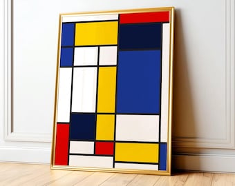 Mondrian Composition Print, Bauhaus, Geometric Wall Art