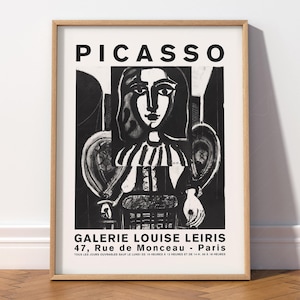 Arte mural de Picasso, impresión en blanco y negro, decoración abstracta moderna, regalo para él, reproducción de un artista famoso, arte mural monocromático.