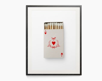 Ace of Hearts Matchbox Art Print, Retro Playing Card Decor