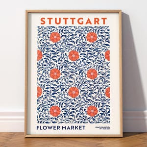 Stuttgart Poster Deutschland Druck Reisegeschenk Blumenmarkt Druck Stadtreise Wandkunst Geschenkidee Schlafzimmer Wandkunst