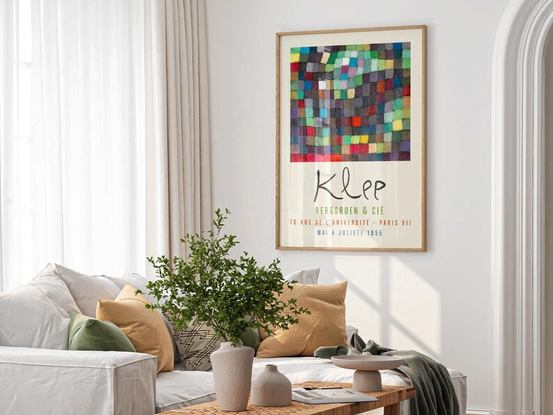 Lámina abstracta de bloques de color de Paul Klee, arte mural geométrico moderno, póster con estampado cuadrado colorido, decoración de arte de mediados de siglo 02 imagen 9