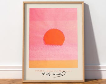 Andy Warhol Sunset Exhibition Poster, Museum of Modern Art Art Print, Pink Orange Pop Art Wall Decor 12