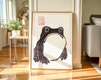 Matsumoto Hoji Frog Art Print, Vintage Japanese Woodblock, Meika