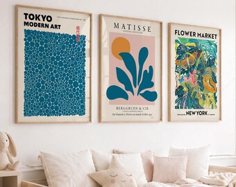 Modern Art Print Set, Henri Matisse, Modern Japanese Art, Flower