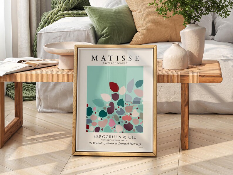 Henri Matisse Papiers Decoupes Exhibition Poster, Mint Green Minimalist Art 12 image 9