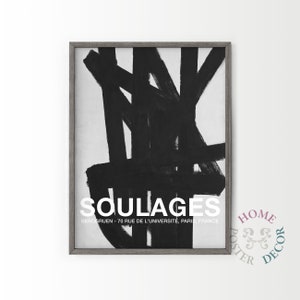 Soulages Poster, Black White Wall Art, Soulages Exhibition Poster, Pierre Soulages, Minimalist Print, Modern Poster, Large Sizes Print