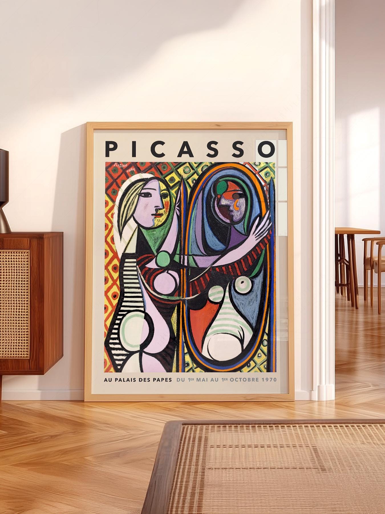 Pablo　Picasso、ワイングラス、希少な額装用画集より、新品高級額装付 Pablo Picasso Girl Before a Mirror Print: Modernist Home Decor - Etsy