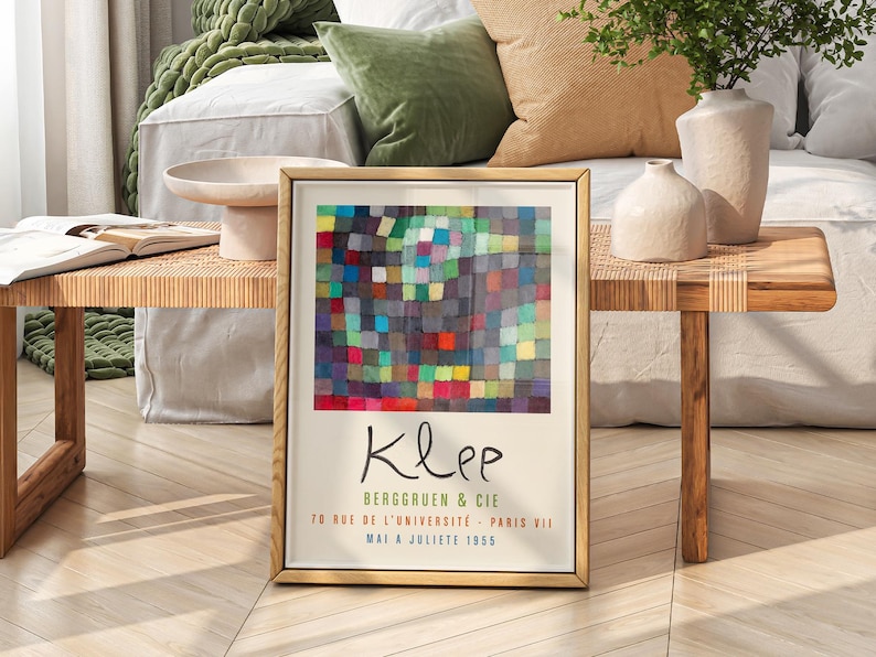 Lámina abstracta de bloques de color de Paul Klee, arte mural geométrico moderno, póster con estampado cuadrado colorido, decoración de arte de mediados de siglo 02 imagen 8
