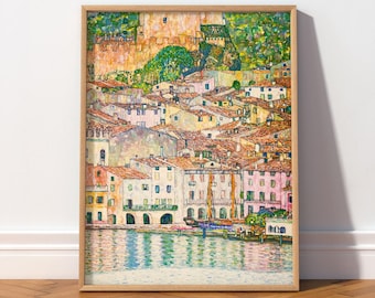Print Gustav Klimt Malcesine Gardameer, Oostenrijkse landschapskunst 11