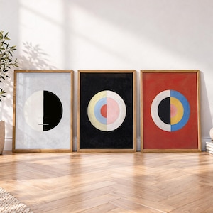 Hilma af Klint, Set mit 3 Drucken, Minimalistische Bilderwand, Buddhas Standpunkt, Irdisches Leben, Der Schwan Nr. 17