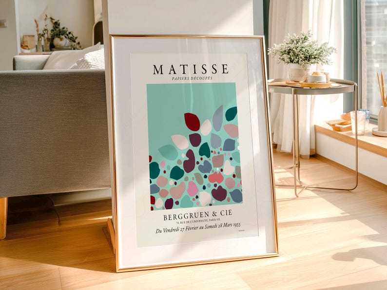 Henri Matisse Papiers Decoupes Exhibition Poster, Mint Green Minimalist Art 12 image 5