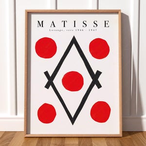 Impresión de Matisse Naipes Pintura de Losange Impresión moderna Decoración de pared minimalista Decoración estética en negro y rojo Arte de pared para sala de estar 37