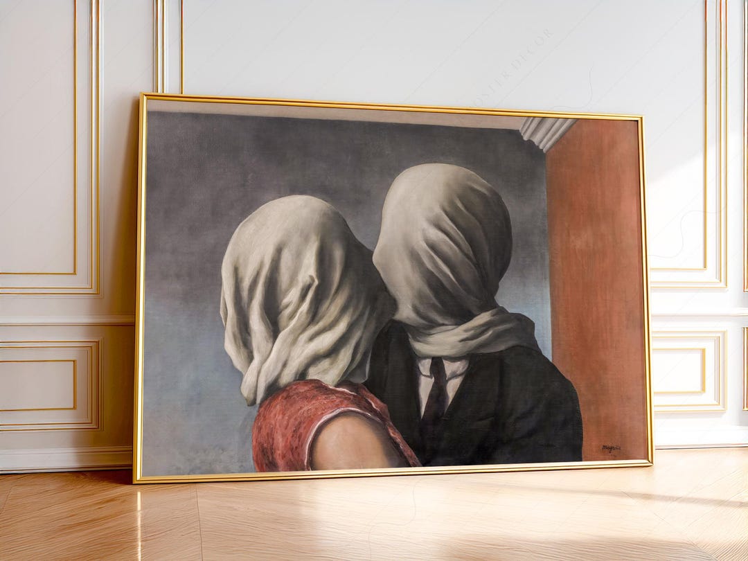 Rene Magritte 'the Lovers' Print, Surrealist Wall Art - Etsy