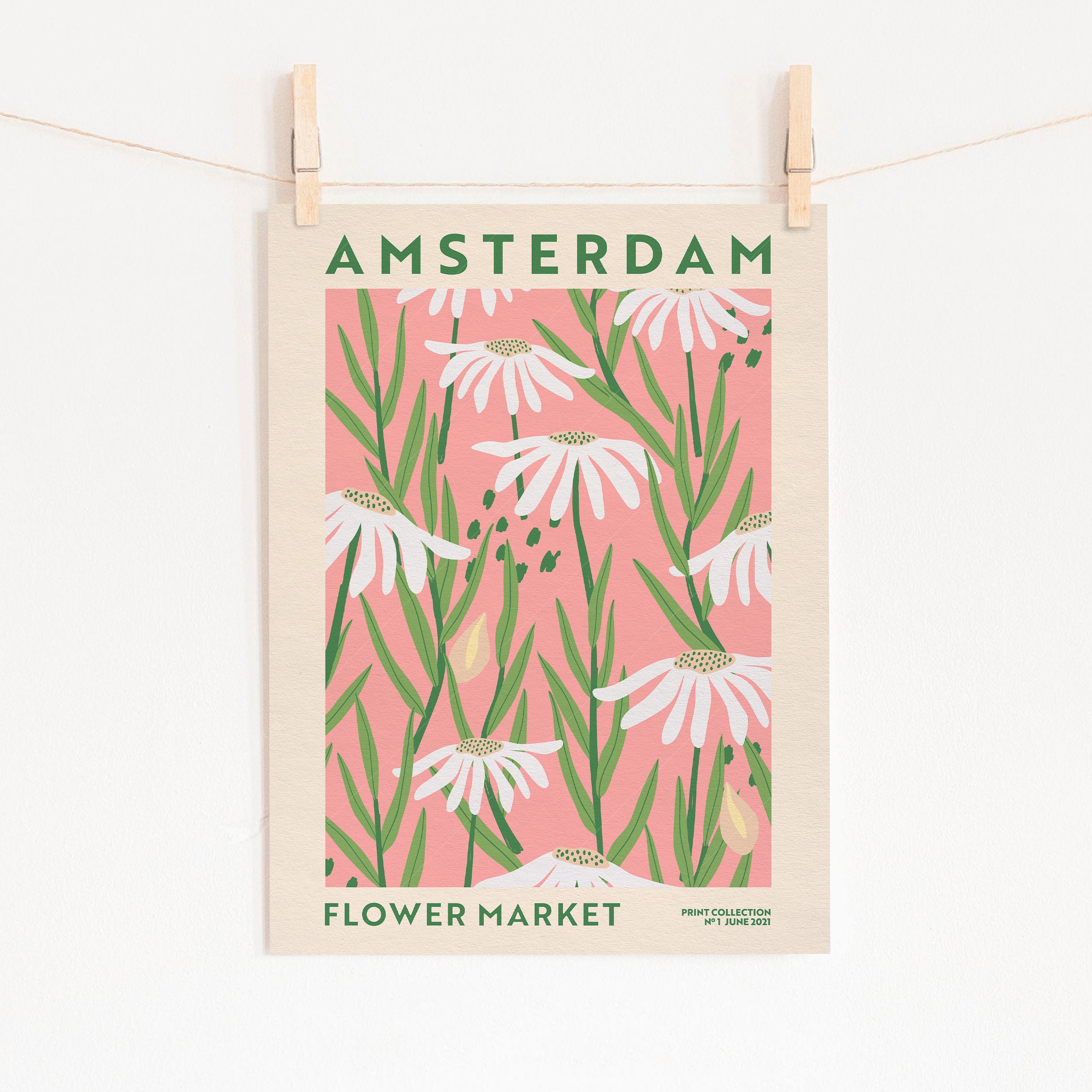 Flower Market Amsterdam Daisy Flower Print Botanical Wall - Etsy Canada