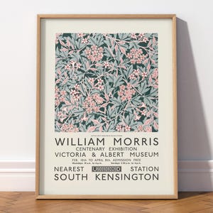 Affiche William Morris, affiche de l'exposition William Morris, art mural floral, impression de fleurs, rose poudré, art mural de chambre à coucher, cadeau de mariage 10