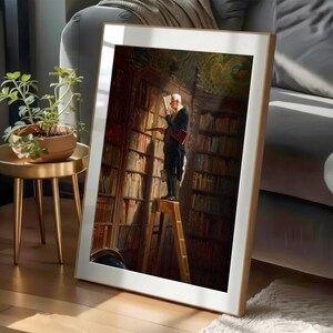Carl Spitzweg Bookworm Print: Antique Library Painting, Book Lover Gift 108-8 image 8