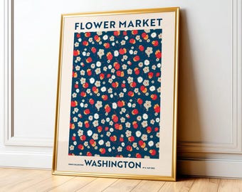 Washington Flower Market Print, Floral Wall Art
