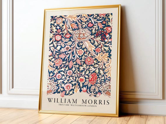 William Morris poster Trent pattern Bedroom wall decor Vintage flower print Floral wall art Art nouveau Wedding gift Dining rom wall art