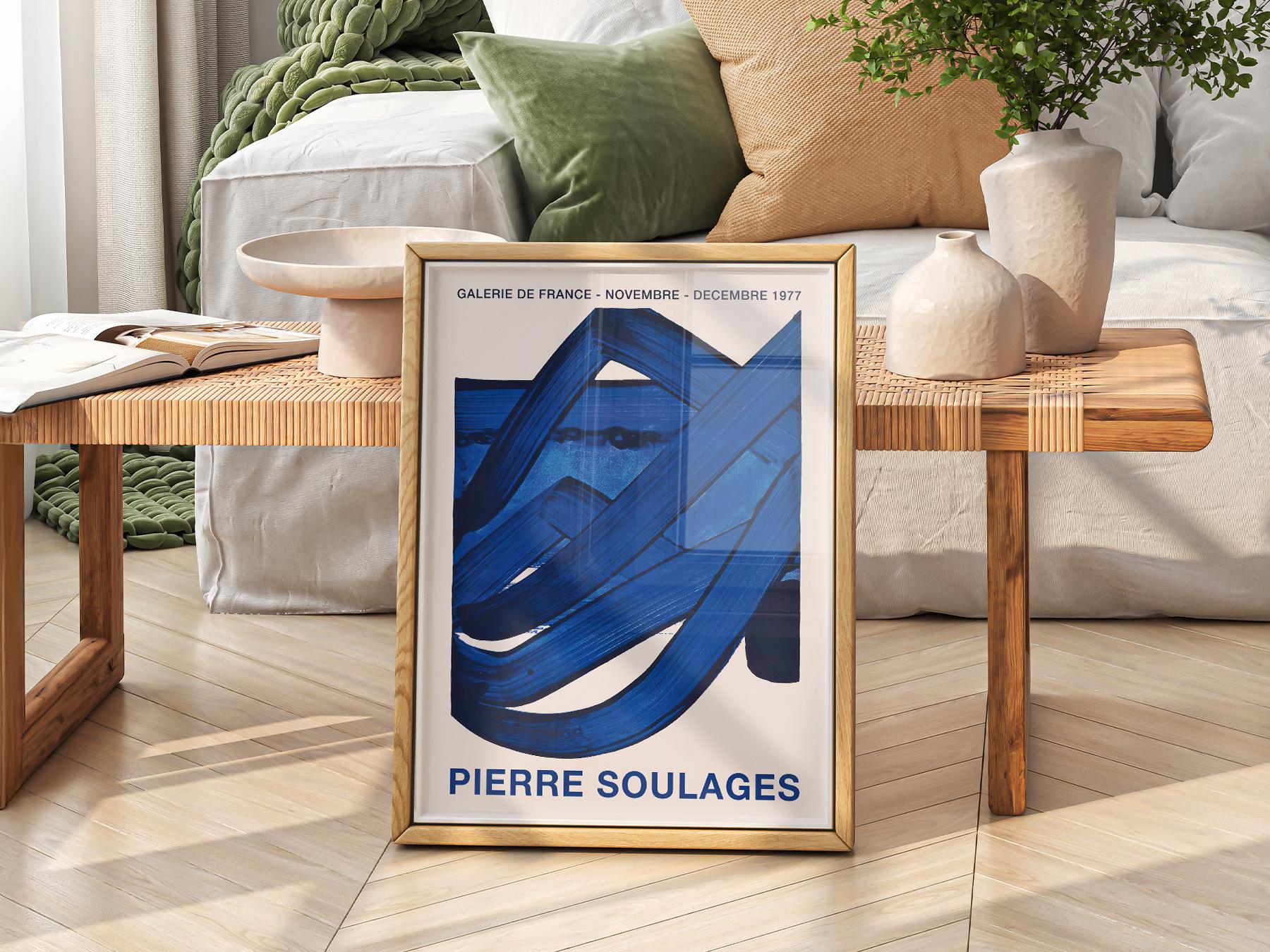 Pierre Soulages Exhibition Poster, Abstract Blue Wall Art - Etsy