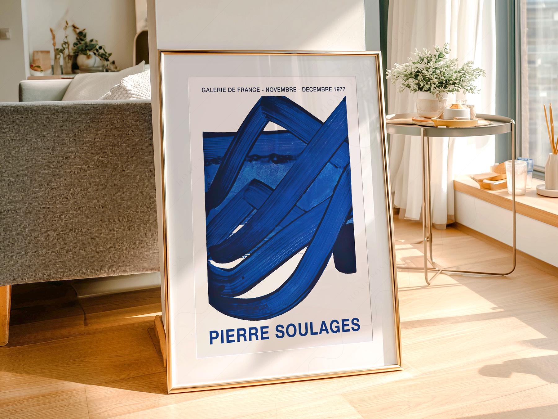 Pierre Soulages Exhibition Poster, Abstract Blue Wall Art - Etsy