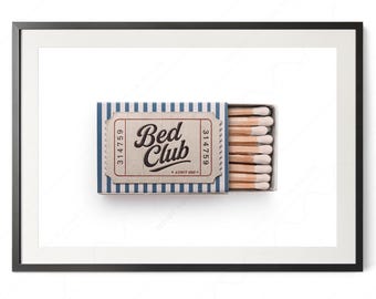 Bed Club Matchbox Print, Cozy Bedroom Wall Art, Minimalist Neutral Decor, Retro Poster, Homebody Aesthetic Gift 67