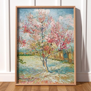 Árboles de durazno rosados de Vincent Van Gogh Cuadro famoso Arte mural para sala de estar Impresión de paisajes Arte floral Flores rosas Arles Francia