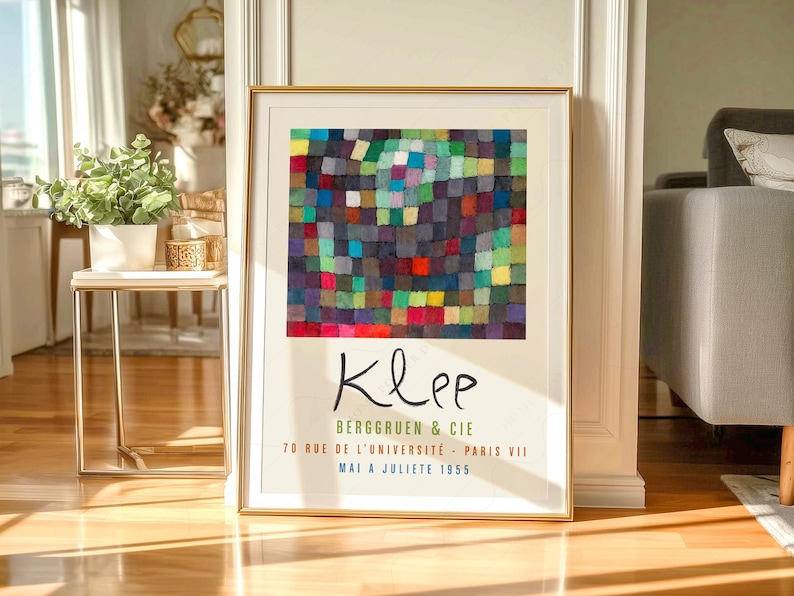 Lámina abstracta de bloques de color de Paul Klee, arte mural geométrico moderno, póster con estampado cuadrado colorido, decoración de arte de mediados de siglo 02 imagen 2