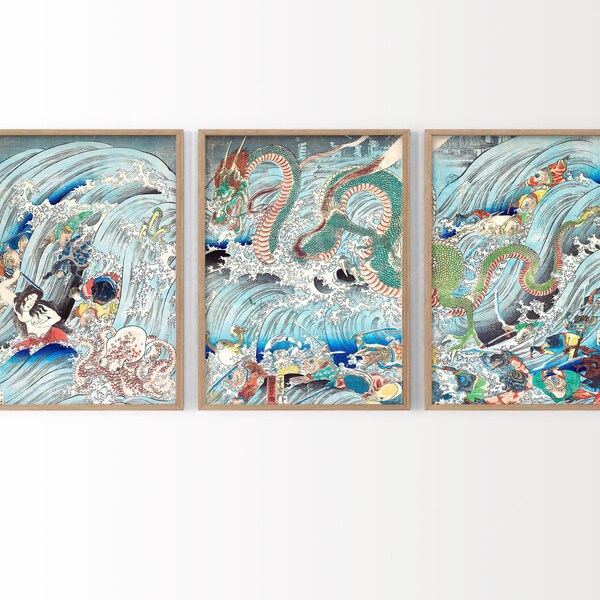 Japanese Art Triptych Etsy