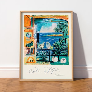 Picasso Print, Cote d'Azur Seaside Art, Colorful Birds 21