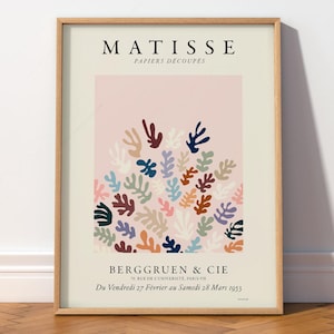Lámina de la exposición de Henri Matisse, pastel rosa, arte mural colorido 2