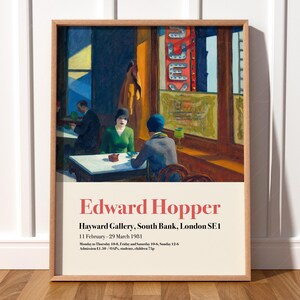 Póster de Edward Hopper, lámina artística de Hopper, póster de la exposición de Hopper, pintura de Chop Suey, arte del Museo Americano, póster de la galería de arte 18 1