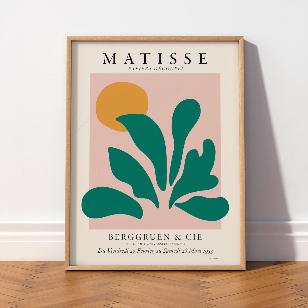 Henri Matisse Papiers Decoupes Poster, Pink Green Leaf Art Print
